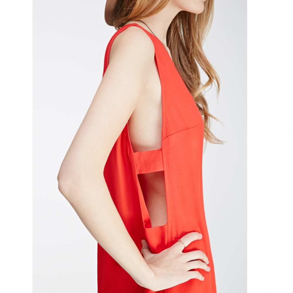 Red Shift Dress with Side Cutouts